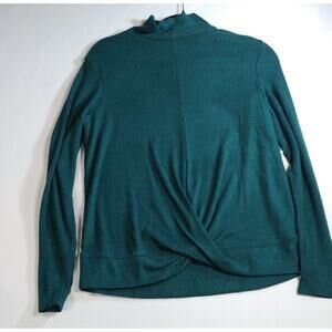 Ribbed Lightweight Turtleneck Sweater Nine West NWT Large Hunter Green